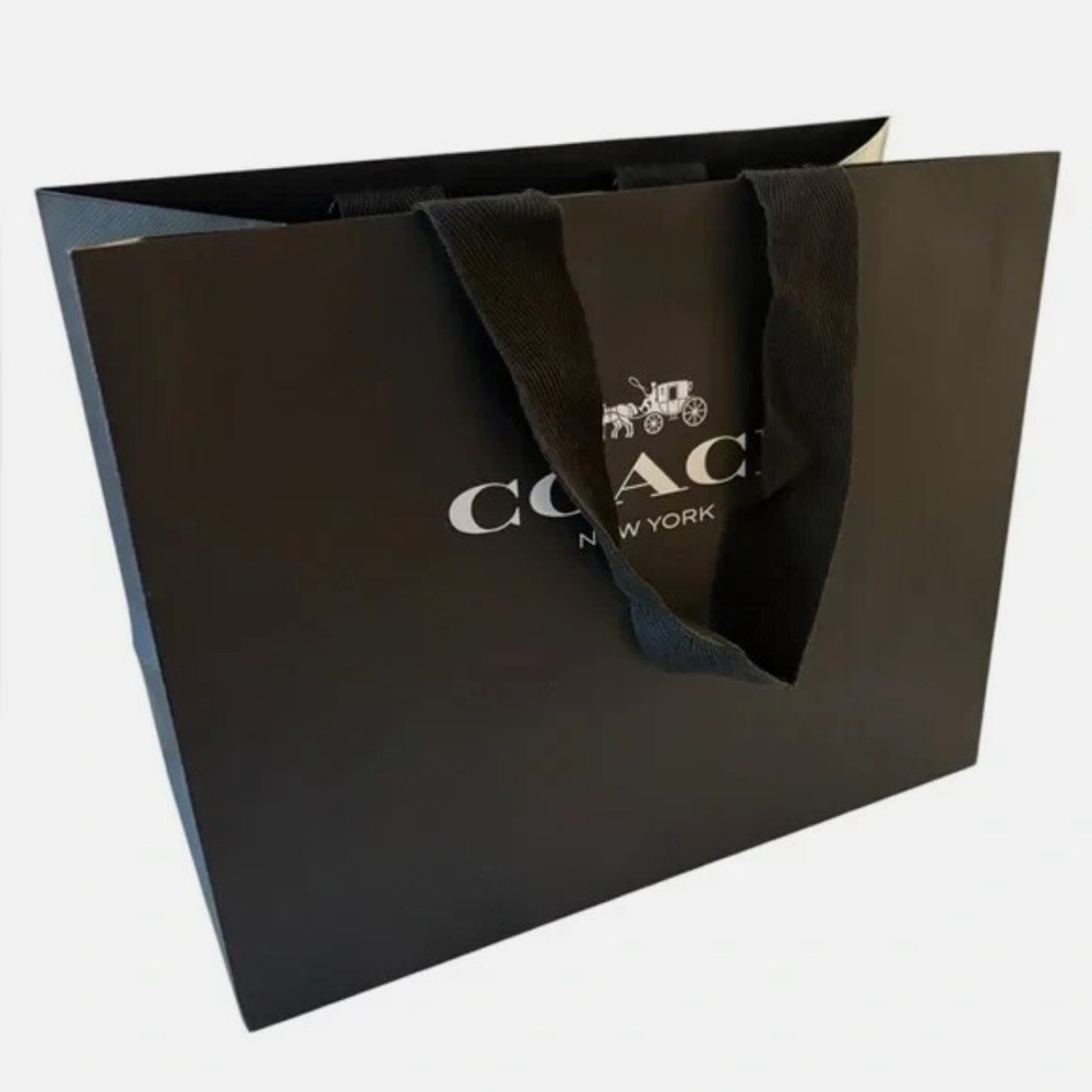 2 COACH NY Logo Reusable Black Paper Shopping Bags Envelope NEW White Dust Bag - Picture 11 of 16